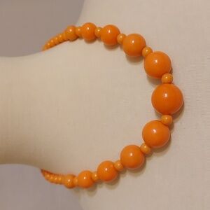 Vibrant Orange Beaded Necklace